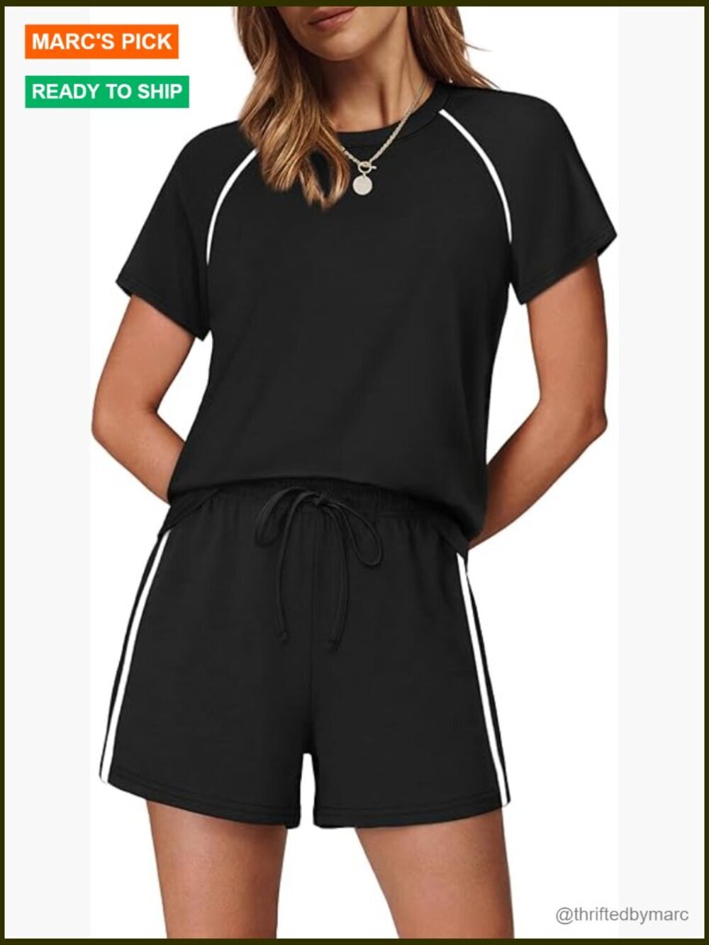 Summer Lounge Matching Set with A-Line Shorts and Drawstring